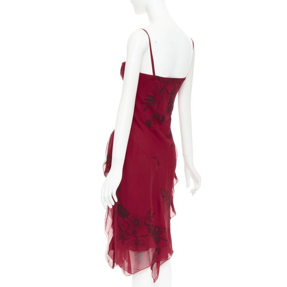 CHRISTIAN DIOR 2006 John Galliano Vintage Runway red silk floral dress FR40 M - Picture 6 of 8